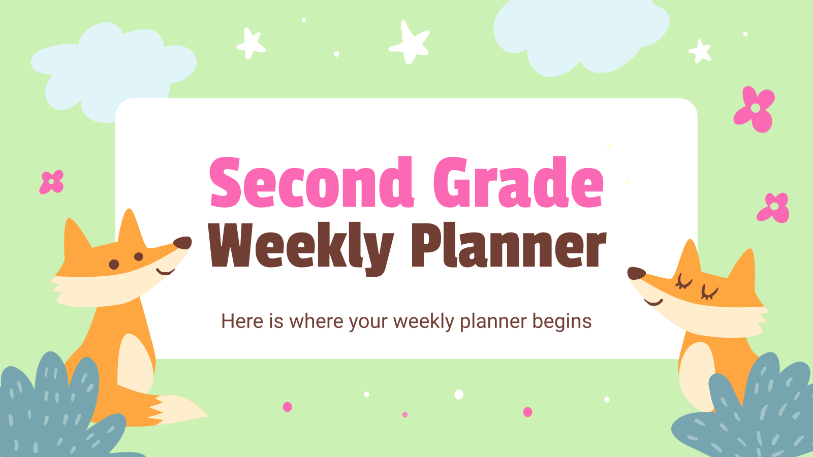 Second Grade Weekly Planner presentation template 