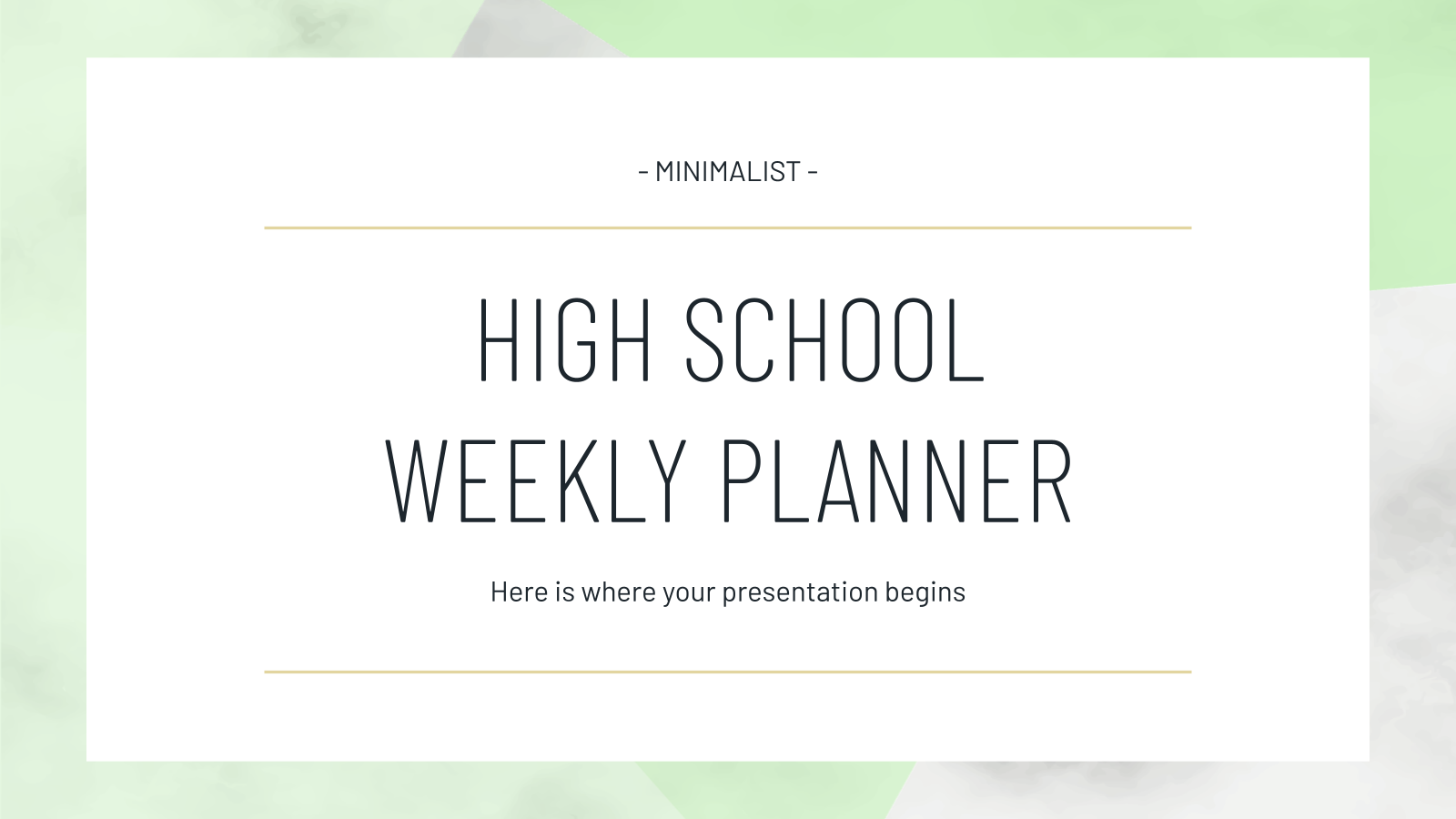 Minimalist HS Weekly Planner presentation template 