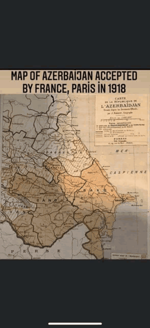 a map of azerbaijan that was accepted by france and paris in 1918