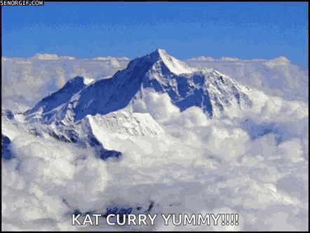 kat curry yummy is written on a picture of a mountain