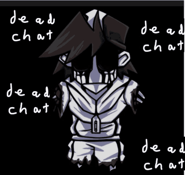 a drawing of a cartoon character with the words dead chat below it