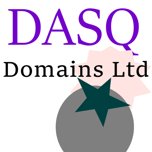 a logo for dasq domains ltd. with a star in the middle