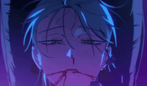 a close up of a person 's face with blood on it