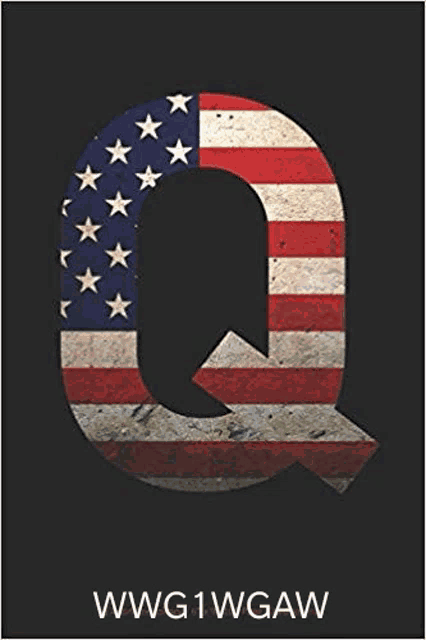 the letter q is made of the american flag .