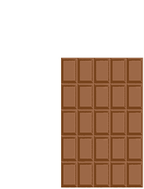 a chocolate bar with squares on it is being cut in half