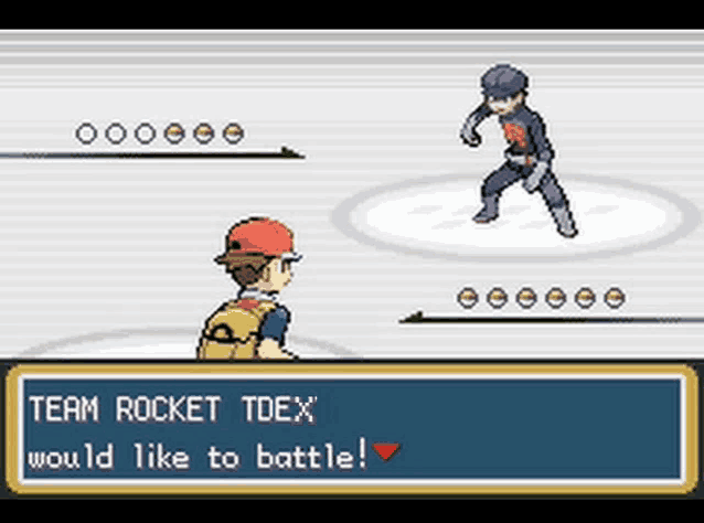 a pokemon game where team rocket tdex would like to battle is being played