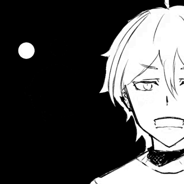 a black and white drawing of a girl with three circles around her head