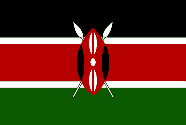 the flag of kenya has a shield and crossed spears