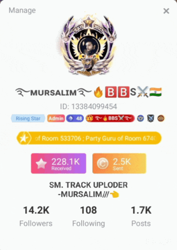 a screenshot of a person 's profile with the name mursalim on the top