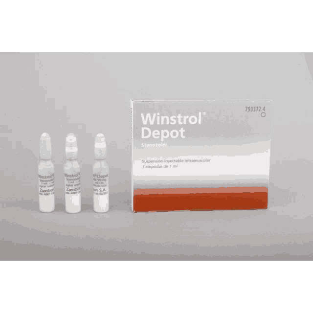 a box of winstrol depot sits on a gray surface