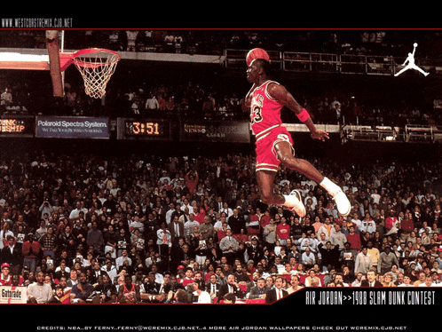 a poster for the 1988 slam dunk contest with michael jordan