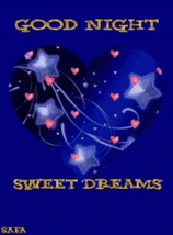 a good night sweet dreams card with a blue heart and stars