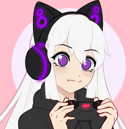 a girl wearing headphones and holding a video game controller