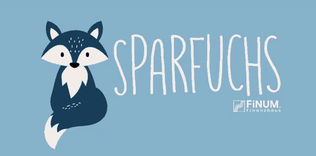 a blue background with a fox and the words sparfuchs in white letters