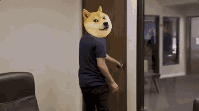 a man with a doge head on his back