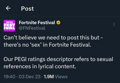 a screenshot of a fortnite festival post