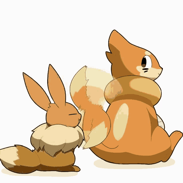 a cartoon drawing of a fox and a rabbit sitting next to each other
