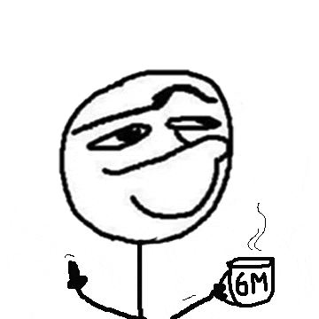 a black and white drawing of a stick figure with a cup of coffee .