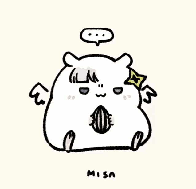 a drawing of a hamster with a star on its head and the word misa below it