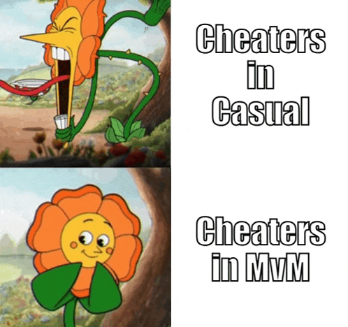 a cartoon of a flower with the words " cheaters in casual cheaters in mvm "