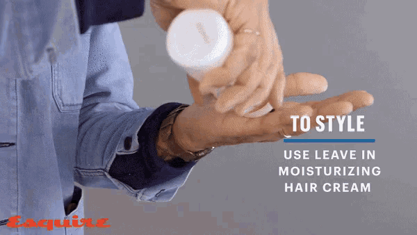 a man applying moisturizing hair cream to his hand