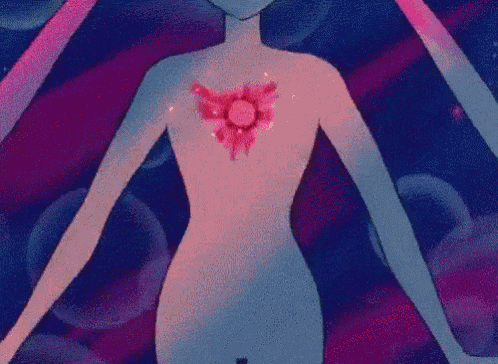 sailor moon from sailor moon is holding a sword in her hand and surrounded by crescent moons .