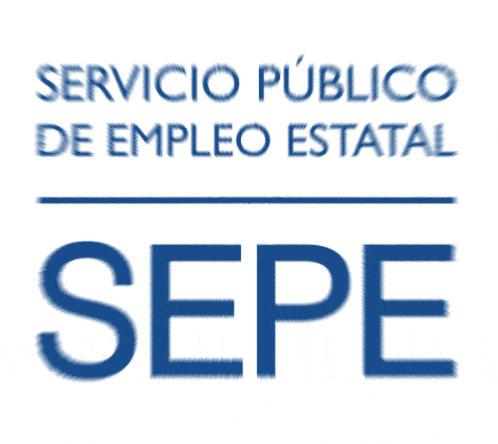 a blue and white logo for servicio publico de empleo estatal sepe