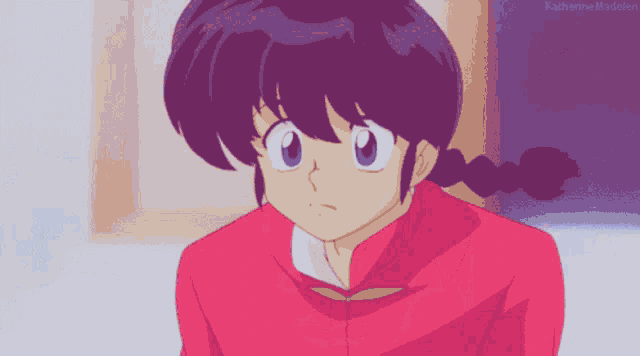 a close up of a cartoon character with the name katherine madden on the bottom left