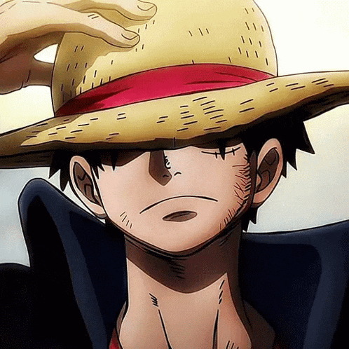 luffy from one piece is wearing a straw hat with a red band