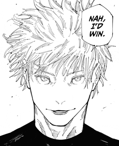 a black and white drawing of a man with the words " nah i 'd win " above him