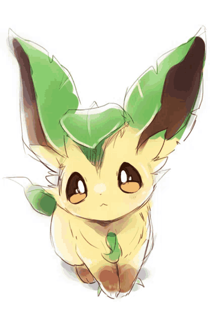 a drawing of a small animal with green leaves on its head