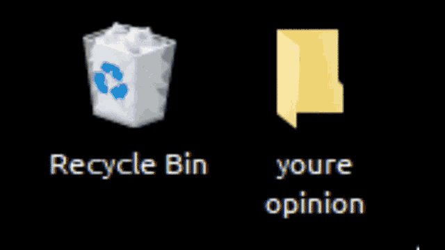 a recycle bin next to a folder with a mouse pointer pointing to it