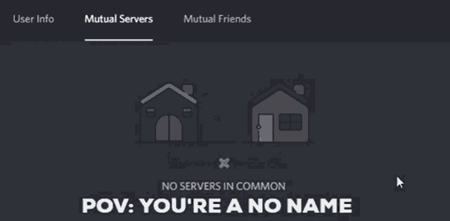 a screenshot of a website that says mutual servers mutual friends and pov you 're a no name