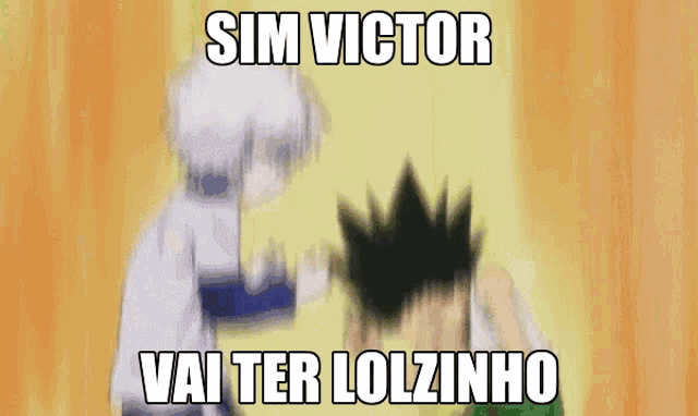 a blurry picture of a person with the words sim victor vai ter lolzinho on it