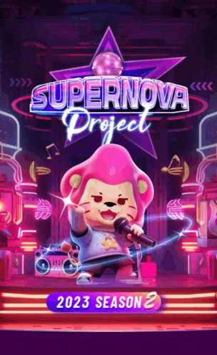 a poster for supernova project shows a lion holding a microphone