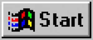 a start button with a pixelated image of a computer screen