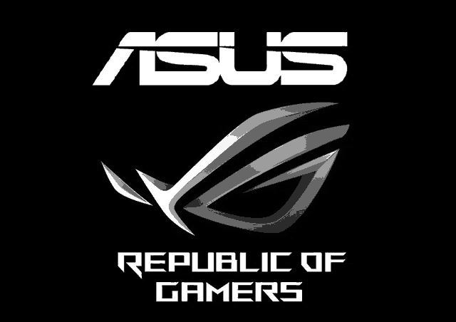 a logo for asus republic of gamers is shown on a black background