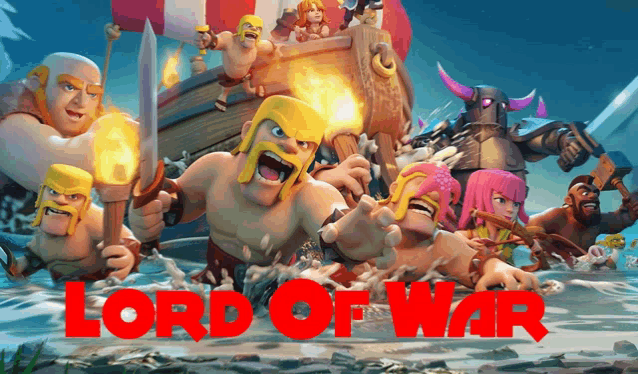 a clash of clans game called lord of war is being advertised