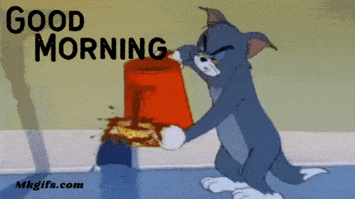 a tom and jerry cartoon with the words good morning on the bottom
