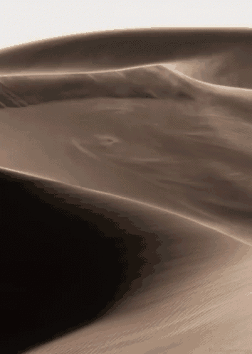 a sand dune with a white sky in the background