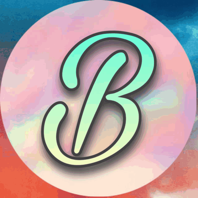 the letter b is in a circle with a blue sky in the background