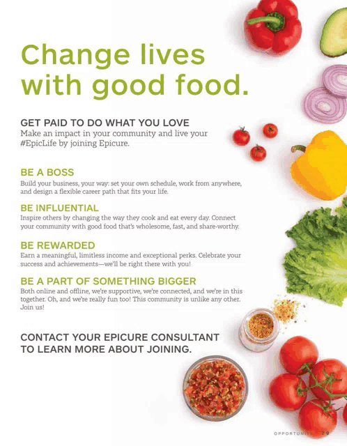 a poster that says change lives with good food on top