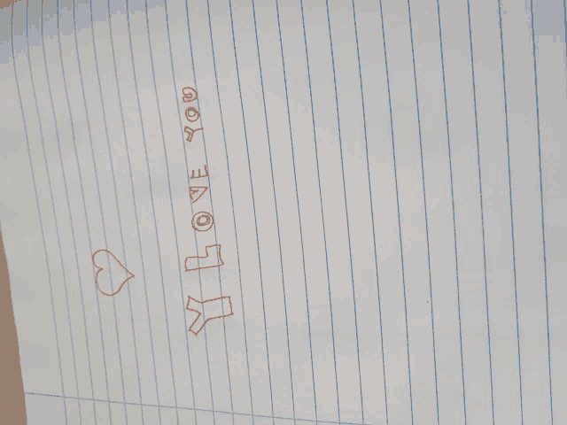 a piece of paper with the words i love you written in red