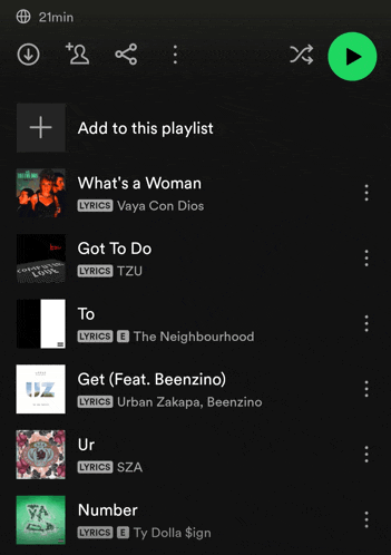 a screen shot of a playlist that includes what 's a woman got to do and number