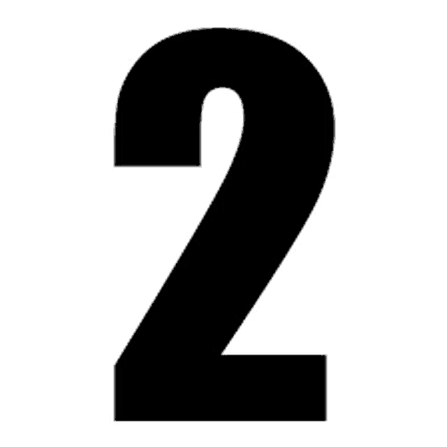 a black and white silhouette of the number two on a white background .