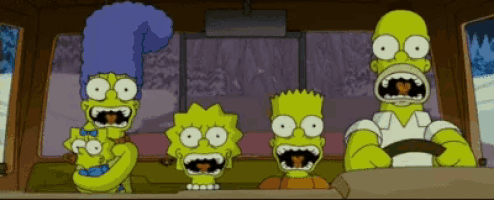 a group of simpsons characters with their mouths open