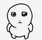 a black and white drawing of a cartoon character with big eyes .