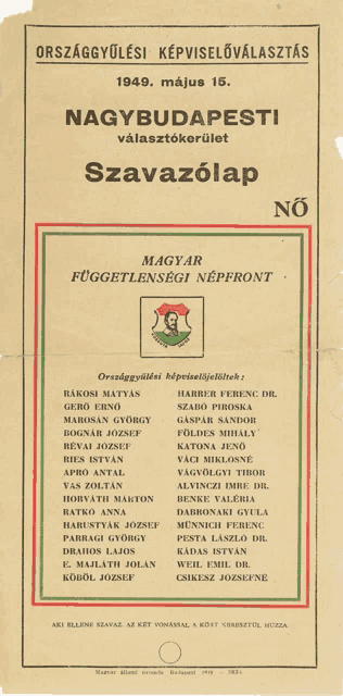 a page that says nagybudapesti szavazolap on it