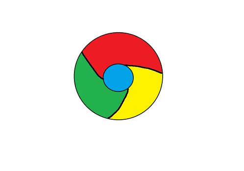 a drawing of a google chrome logo with red green and yellow circles