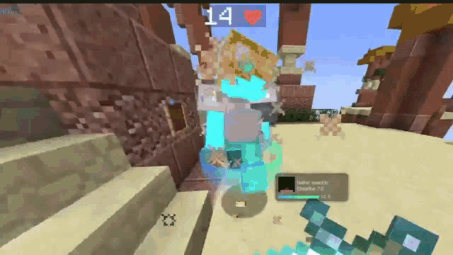a screenshot of a minecraft game with the number 14 in the upper left corner